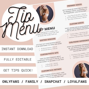 OnlyFans Tip Menu, Instant Download, OF Tipping Menu, Customizable Canva Template, Editable Tip Menu, Fansly, OnlyFans, SnapChat, NSFW