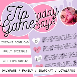 OnlyFans Daddy’s Girl Tipping Game, Instant Download, OF Tip Game, Customizable Canva Template, OnlyFans, Snapchat, Reddit