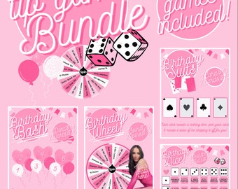 OnlyFans Birthday Tip Game Bundle, Instant Download, OF Tip Game, Wheel Spins, Dice Game, Canva Template, Customize, Editable, Snapchat