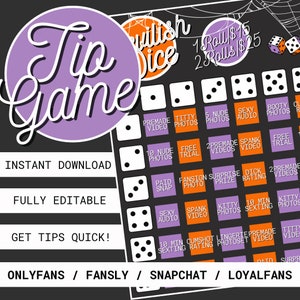 OnlyFans Halloween Tipping Game, Instant Download, Tip Game, Customizable Canva Template, Dice Game, OnlyFans, Snapchat, Reddit, Halloween