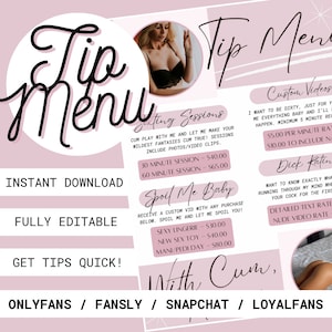 OnlyFans Tip Menu, Instant Download, Pink Tip Menu, Customizable Canva Template, Fansly, NSFW Tip Menu, Editable Tip Menu, Snapchat