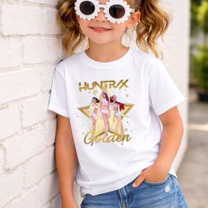 Golden Kpop Demon Hunters T-Shirt – Pastel Pink Anime Girl Group Tee