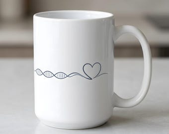 Minimalistische DNA-Herztasse: Evolutionsbiologie-Student Geschenk, 20 Unzen große Kaffeetasse für Wissenschaftsliebhaber