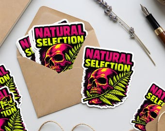 Natürliche Zuchtwahl gestanzte Aufkleber: Evolutionsbiologie Studenten Geschenk, Wissenschaftslabor Laptop Aufkleber, Biologie Hauptgeschenk, Pop Art Wissenschaft