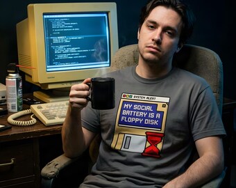 Floppy Disk Loading Patience Y2K Humor T-Shirt | Sarcastic Vintage Tech Tee | 90s Nostalgia Gift