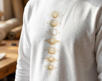 Planets Aligning Tonight Crewneck: Boho Celestial Alignment Sweatshirt for Stargazers and Astrology Gifts