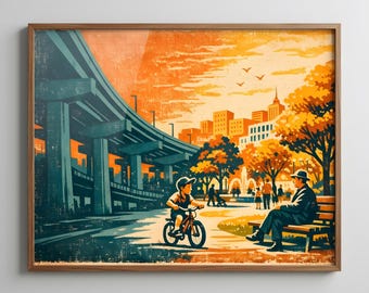 Retro Anti-Highway-Propaganda-Poster: Stadtplanungs-Geschichts-Kunst-Druck