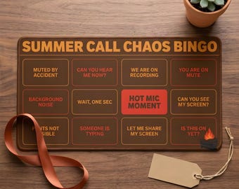 Zoom Call Bingo Desk Mat - Summer Virtual Meeting Game, Funny Home Office Decor
