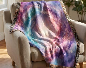 Celestial Portal Woven Blanket: Starseed Geometry Energy Healing Throw for Meditation and Spiritual Home Decor