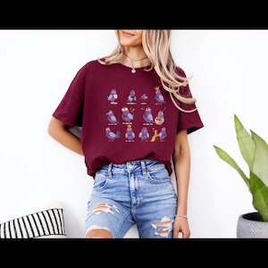 Camiseta de algodón con diseño gráfico de una paloma divertida para amantes del café. Ideas de regalo geniales.