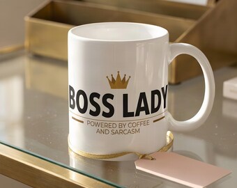 Sarcastic Boss Day Gift Mug - Funny Boss Lady Coffee Cup, Leopard Print Crown Art