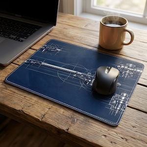 Vintage Hi-Fi Turntable Mouse Mat: Analog Audio Technical Blueprint Desk Pad for Audiophiles