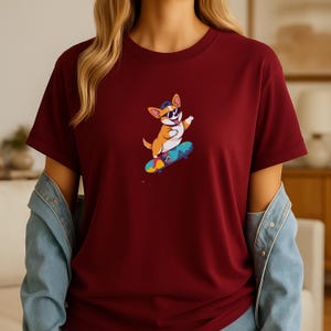 Maglietta con scritta "Cartone animato Corgi", "Skateboard Trick Graffiti", "Minimal Skater Dog Streetwear Tee", "Urban Culture Pet Lover T-shirt", "Esclusiva Street Art"