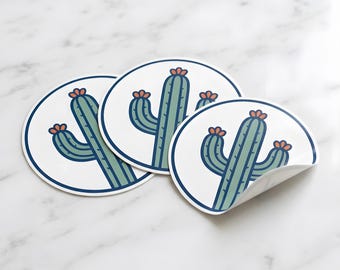 Minimalistischer Saguaro Kaktus Aufkleber: Mid Century Wüstenästhetik Aufkleber für Laptop oder Wasserflasche