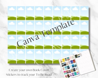 Personalisierter Buch Cover Sticker Blatt Canva Template: TBR Tracker (A4)
