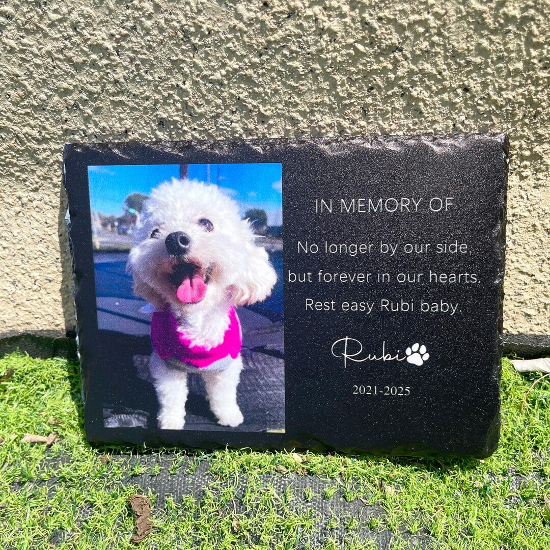 Custom Pet Memorial Stone With Photo, Personalized Dog & Cat Grave ...