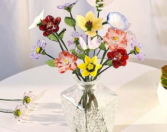 Hand Blown Glass Birth Flower, Elegant Glass Blown Floral Stem, Mother's Day Gift
