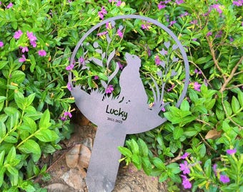Custom Dog Memorial Garden Stake, Personalized Metal Pet Grave Marker