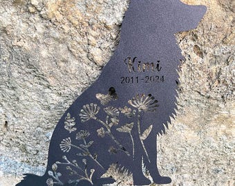 Personalized Dog Memorial Sign, Rusty Metal Pet Grave Marker
