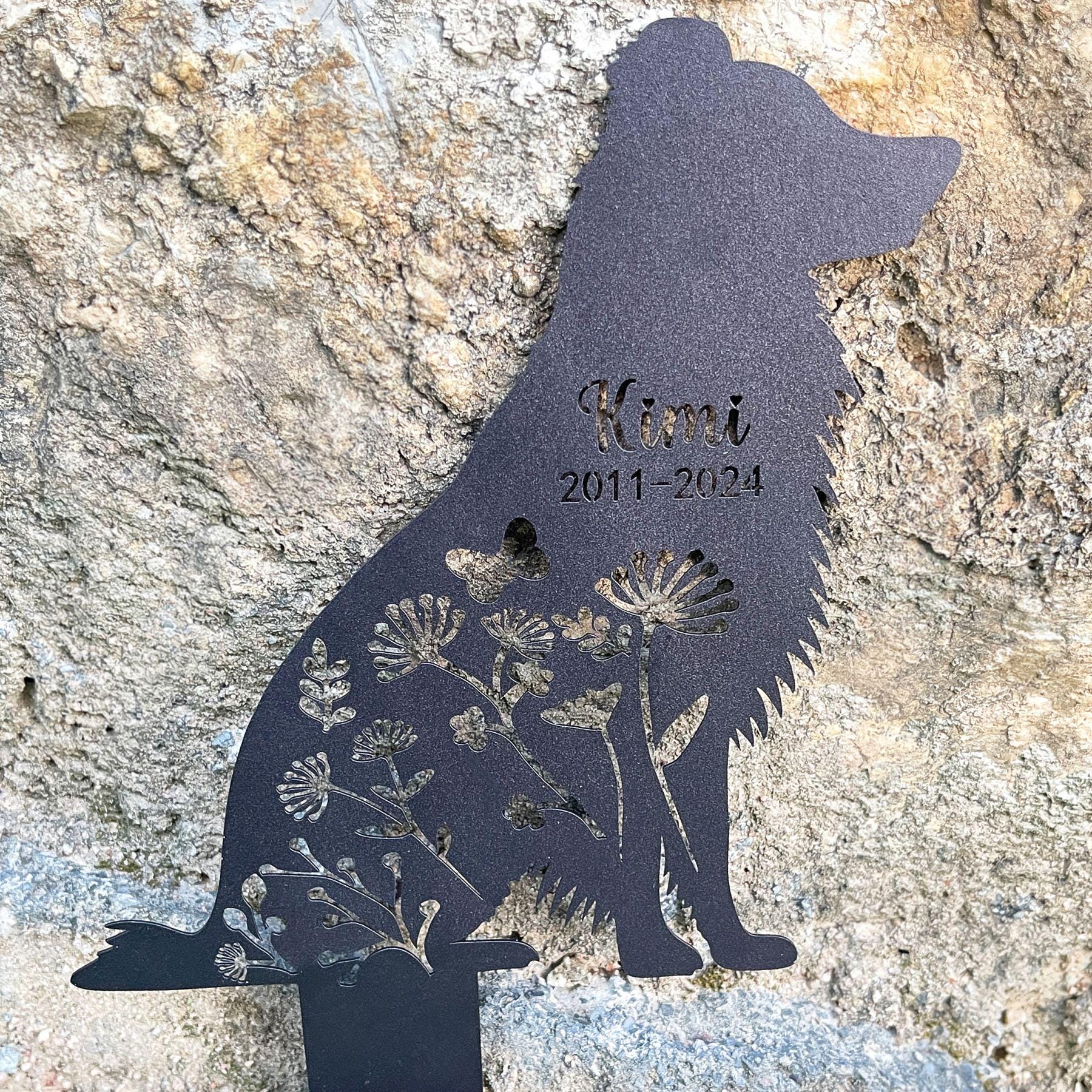 Targhetta Commemorativa Da Giardino Per Animali Domestici - Personalizzabile Con Foto, Impermeabile Argento 25x12 Cm - Foto 2