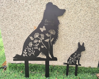 Custom Steel Pet Memorial Stake, Dog Grave Marker, Garden Decor