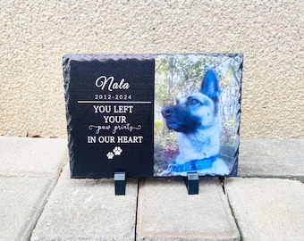 Personalized Pet Memorial Stone, Engraved Photo Plaque