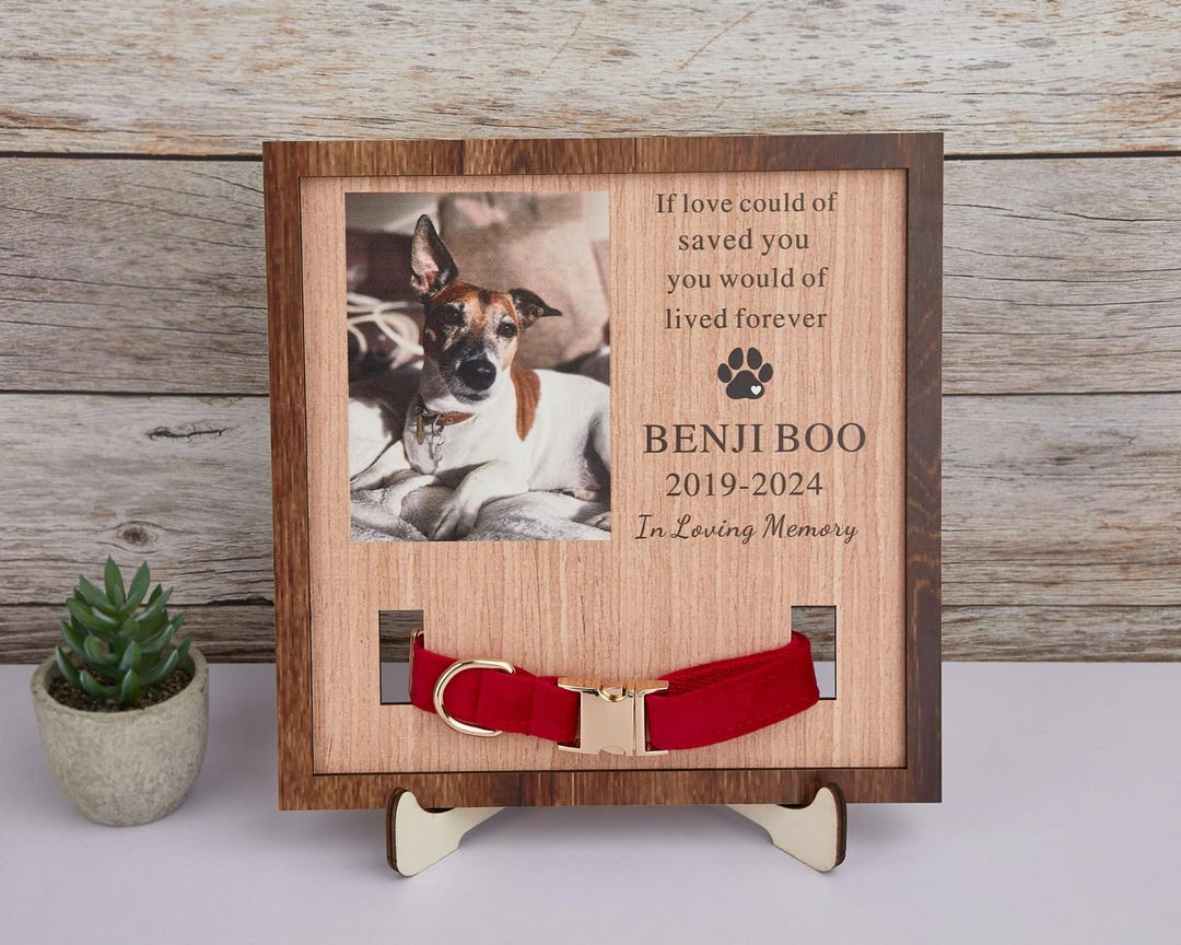 Memorial Pet Collar Holder Sign, Dog Memorial Wood Frame With Collar ...
