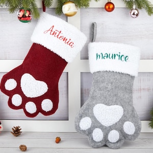 2025 Embroidered Christmas Stocking, Custom Pet Paw Christmas Stocking, Knitted Stockings With Name, Monogram Stocking, Holiday Decor Gift