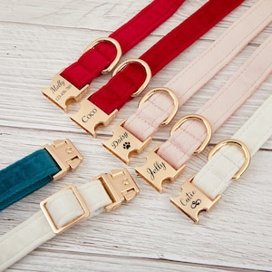 Personalised Velvet Dog Collar,Personalized Puppy Collar with Engraved Name,Dog Leash, Puppy Collar,Dog Collar Leash Set with Bow