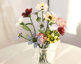 Glass Flower Bouquet,  Birth Flower Gift, Hand Blown Spring Flower, Gift For Her