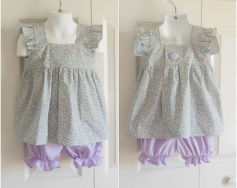 Girls "Lily" Pinafore Top Set for baby toddler girls - 6 mos to size 8 - Choose your own fabric