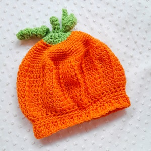 Hand crocheted pumpkin hat for toddler