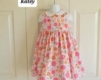 Girls Classic sleeveless peter pan collar DRESS in YOUR CHOICE of fabrics - "Katey" - size 6 mos to 8 - Classic Collection