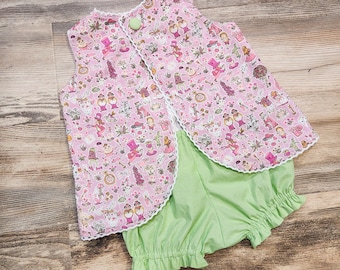 Girls Alice in Wonderland Liberty Pinafore Set – Vintage Pattern, Size 3T