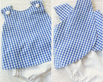 BOYS "Mason" Cross-Back Pinafore Top set for baby or toddler - Your CHOICE of fabric combos - 3 mos to 4 yrs