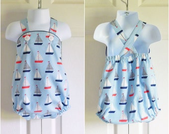 Boys "Jack" Bubble Romper Summer Shortalls Sunsuit Swimsuit in your choice of fabrics - sizes 3 mos to 3T