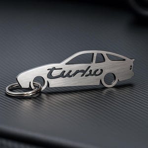 1980年代のポルシェ944ターボキーホルダー - ステンレス - レーザーカット