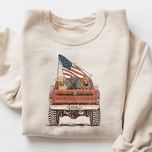 Patriotic Hunting Club Dogs Shirt, 4th of July USA Truck Tee, American Flag Graphic T-Shirt, Country Dog Lover Gifts, Independence Day Tee