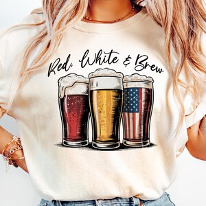 Red White And Brew Shirt, Funny 4th of July Drinking Shirt, Beer Lover Tee, USA Flag Independence Day Gift, Fourth of July Shirt, BBQ Shirt