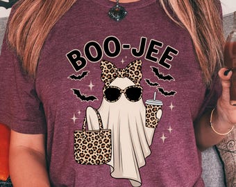 Boo-Jee Ghost Sweatshirt, Leopard Ghost Tee, Ghost Coffee Shirt, Funny Fall Shirt, Girly Halloween GiftS, Boojee Shirt, Luxury Ghost Shirt