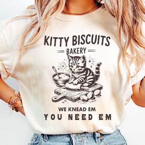 Cat Biscuit Shirt, Cute Kitty Biscuits Bakery Retro Style Graphic Tee, Funny Baking Gifts for Her, Cat Lover Baker Tshirt, Kitten T-Shirt