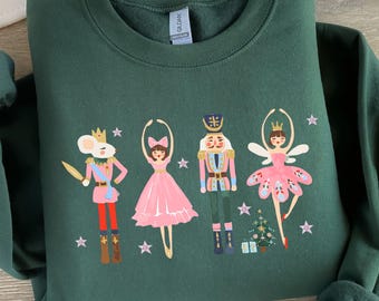 Nutcracker Sweatshirt, Pink Nutcracker Sweatshirt, Nutcracker Gifts, Nutcracker Sweater, Pink Christmas Sweatshirts, Holiday Crewneck