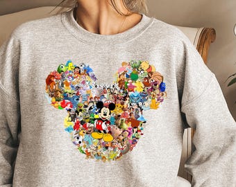 Retro Mickey and Friends Signatures Sweatshirt, Magical Shirt, Disney Characters Tee, Disney Mouse Head Tee, Mickey & Co Gift, Disney Tee