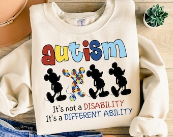 Disney Autism It's Not a Disability, It's a Different Ability Shirt, Disney Mickey Mouse Autism Awareness Tee, Neurodiversity Support Shirt