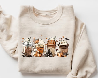 Cute Halloween Ghost Coffee Shirt, Fall Coffee Pumpkin Shirt, Halloween Ghost Shirt, Coffee Latte Shirt, Fall Shirt, Cute Ghost Shirt