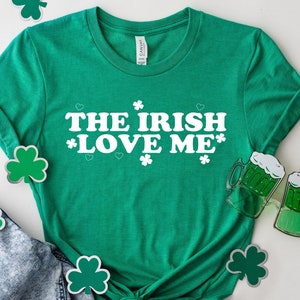 The Irish Love Me Womens St. Patrick&#39;s Day Shirt, St. Paddy baby tee Y2K, Irish Celebration Outfit in Style, St Patty Shamrock Lucky Top Tee