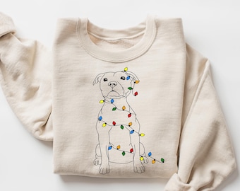 Christmas Dog Sweatshirt, Dog Owner Christmas Gift, Pitbull Christmas Shirt, Pitbull Mom Gift, Christmas Crewneck, Holiday Sweater, Xmas Tee