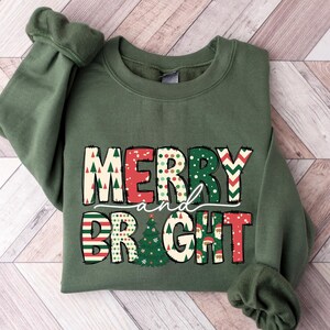 Merry and Bright Sweatshirt, Christmas Sweatshirt, Family Christmas Sweatshirt, Christmas Sweatshirts for Women, Merry Christmas Sweatshirt
