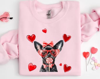 Black Chihuahua Valentines Shirt, Dog Valentine T-Shirt, Chihuahua Mom Gift, Dog Lover Shirt, Valentine Chihuahua Gift, Chihuahua Lover Tee