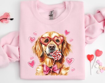 Golden Retriever Shirt, Valentine's Day Shirt, Valentine Golden Retriever Tee, Coquette Golden Retriever Shirt, Dog Lover Gift, Dog Mom Tee